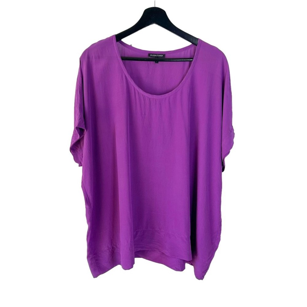 Eileen Fisher Vibrant Purple Scoop Neck Blouse